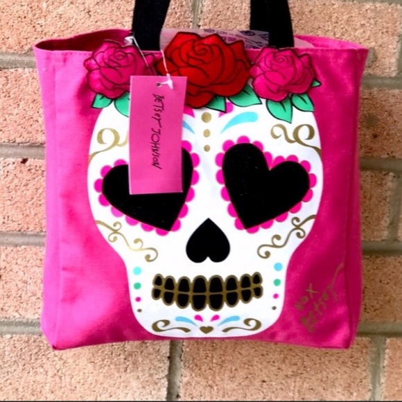 1 Left!! NWT Betsey Johnson Pink Sugar Skull Tote - Picture 8 of 8